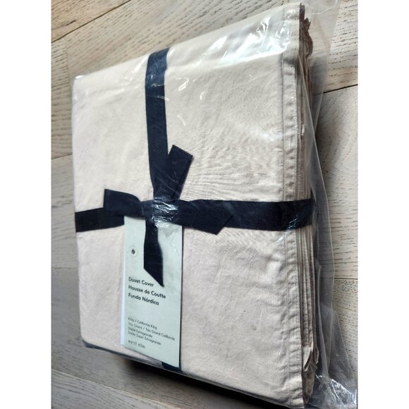 West Elm KING Duvet Cover Organic Percale Cotton Shell Pink - Picture 3 of 5
